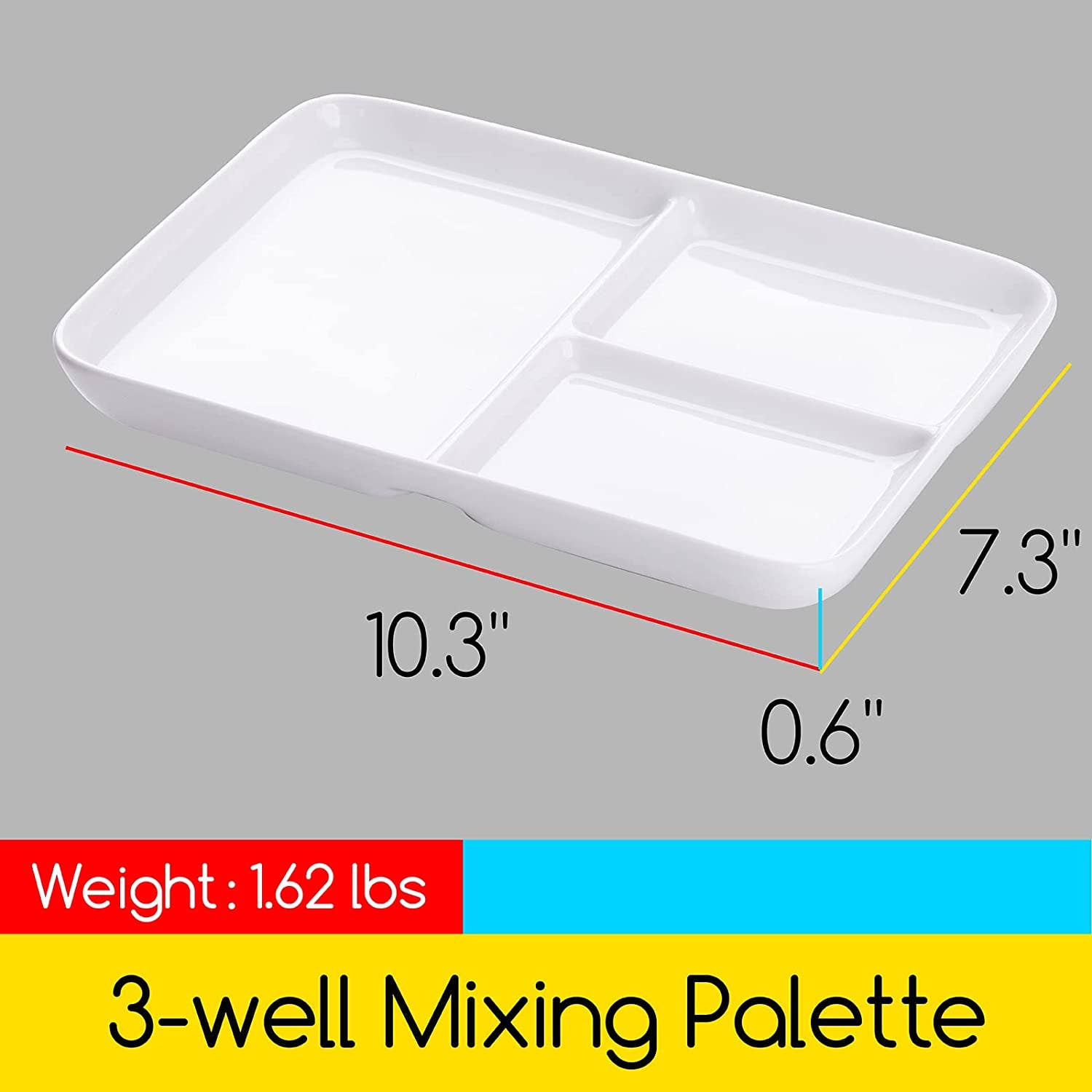 Pintar Art Supply - Wholesale Palette/mixing tray - MEEDEN Ceramic Artist Paint Palette, Rectangle Porcelain Watercolor Palette, 10'' × 7'' Ceramic Mixing Tray for Gouache, Watercolor, Acrylic Painting1