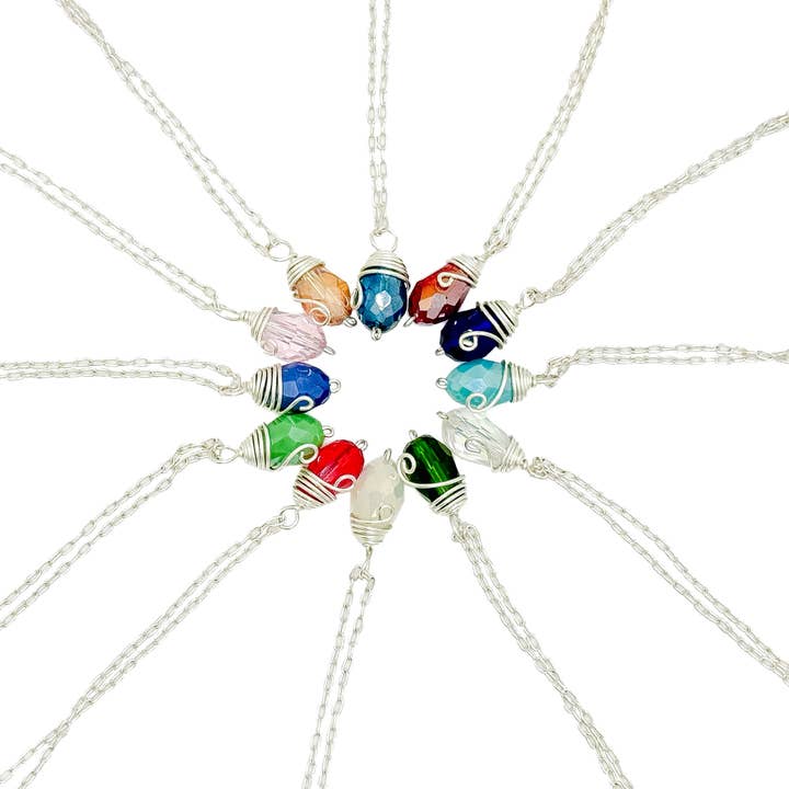 Collier Birthstone en argent pour la vente par Alegria Accessories Inc.