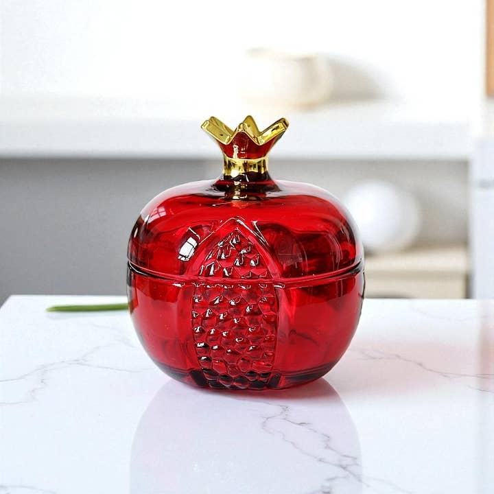 Pomegranate Glass Storage Jar with Lid | Glass Container for wholesale by IVORE.GROUP (We cover All Import duty)