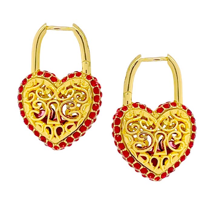 Ritzy Couture Filled w/ Love Valentine Red Crystal Earrings for wholesale by Ritzy Couture by Esme Hecht