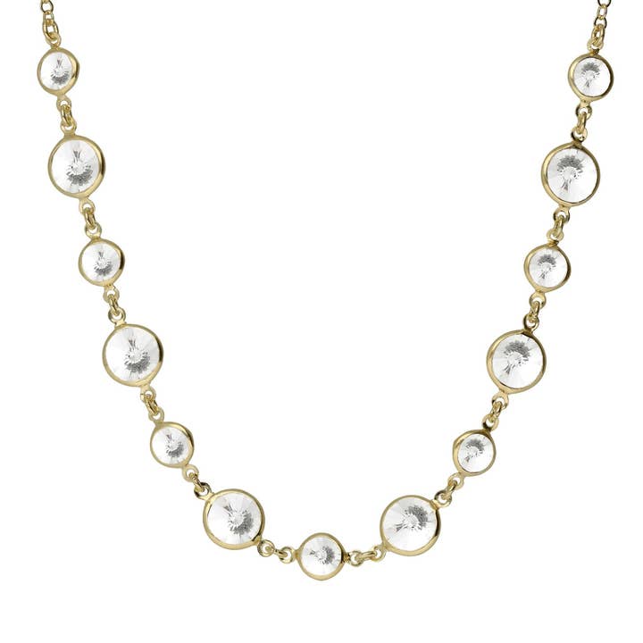 Collier court cercle 7 et 9mm Lieve avec cristal en Argent pour la vente par Victoria Cruz