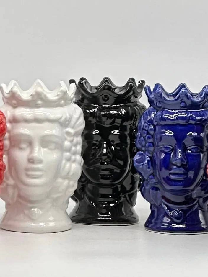 Pair of Moro Heads Kalat Frutta Ceramica Caltagirone cm H.14 L.9 Handcrafted VARIOUS COLORS for wholesale by DD Ceramiche Siciliane