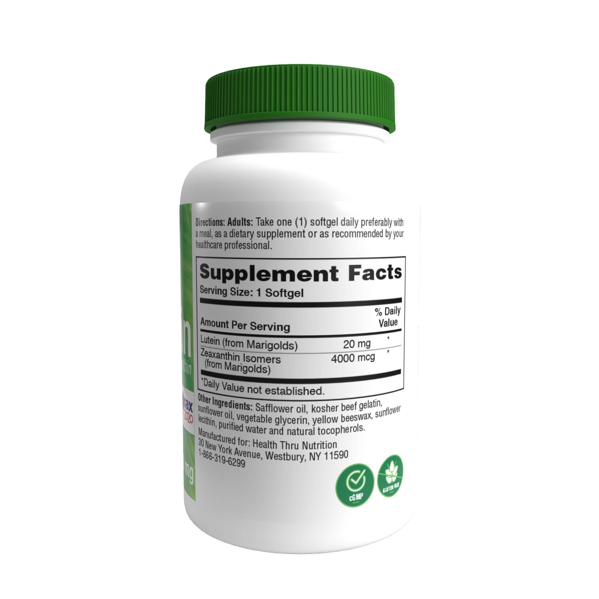 Health Thru Nutrition - Wholesale Oral Supplement/Vitamin - Lutein (as LutePro® 2020) 20mg (Non-gmo) 60 Softgels1