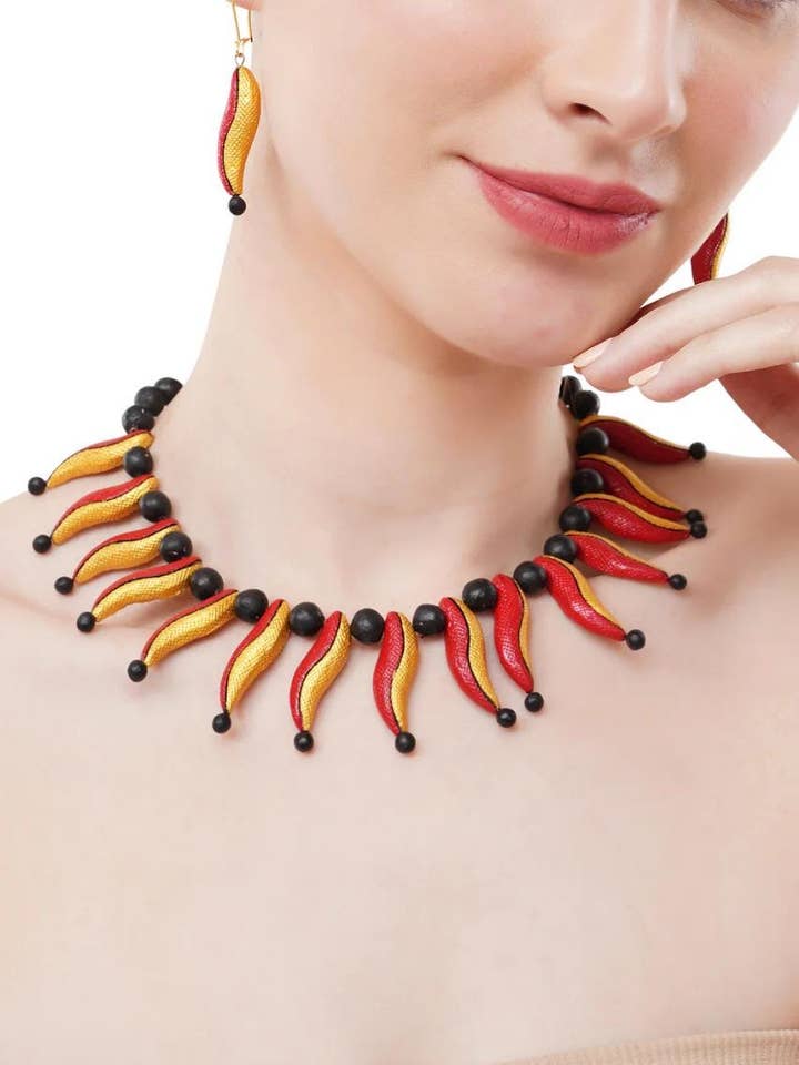 European Jewelry Set | Clay Jewelry | Red Chili Jewelry for wholesale by Cordelia Kraft