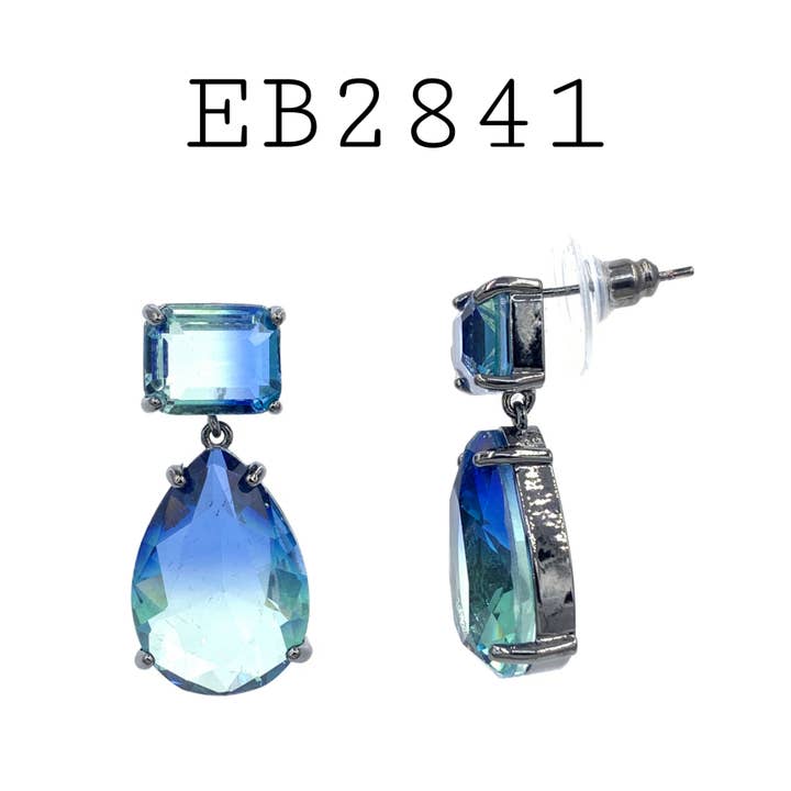 Rhodiumbelagte Cubic Zirconia Drop messing øreringe for engroshandel hos Nisso & Co. NYC Jewelry Wholesale