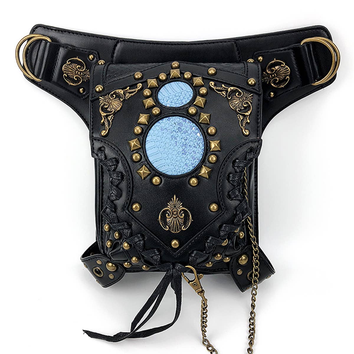 Black STEAMPUNK ONE-SHOULDER DIAGONAL BAG PURSE_CWAB0639 for wholesale on Faire7