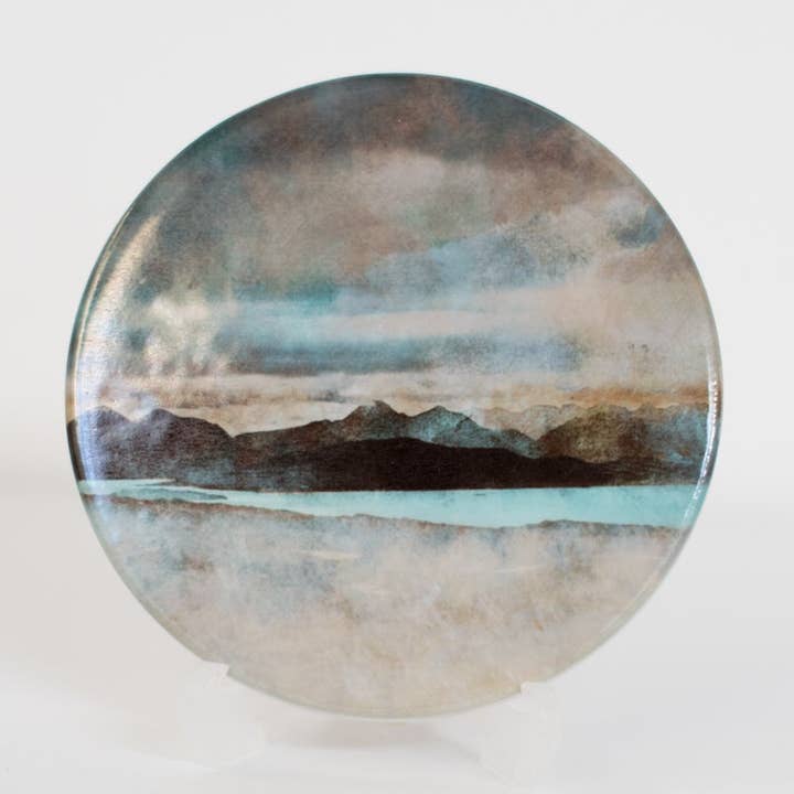 Skye from Bealach Na Ba Applecross Ceramic Coaster Gift Boxed for wholesale by Cath Waters Scottish Landscapes