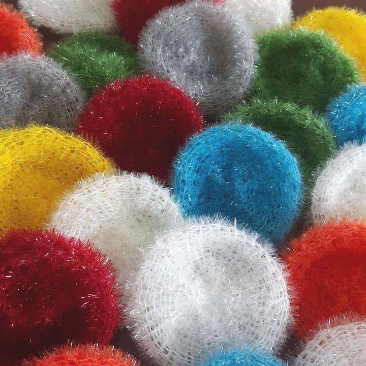 Clover Garden Crafts - Wholesale Dishcloth - Sparkly Round Kitchen Dish Scrubbers Cleaners 4.5" Circles9