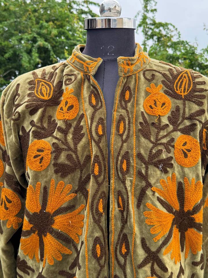 bhavnas boutique - Wholesale Jacket – Women's - Embroidery Floral Velvet Jacket Suzani Party Wear Jackets1