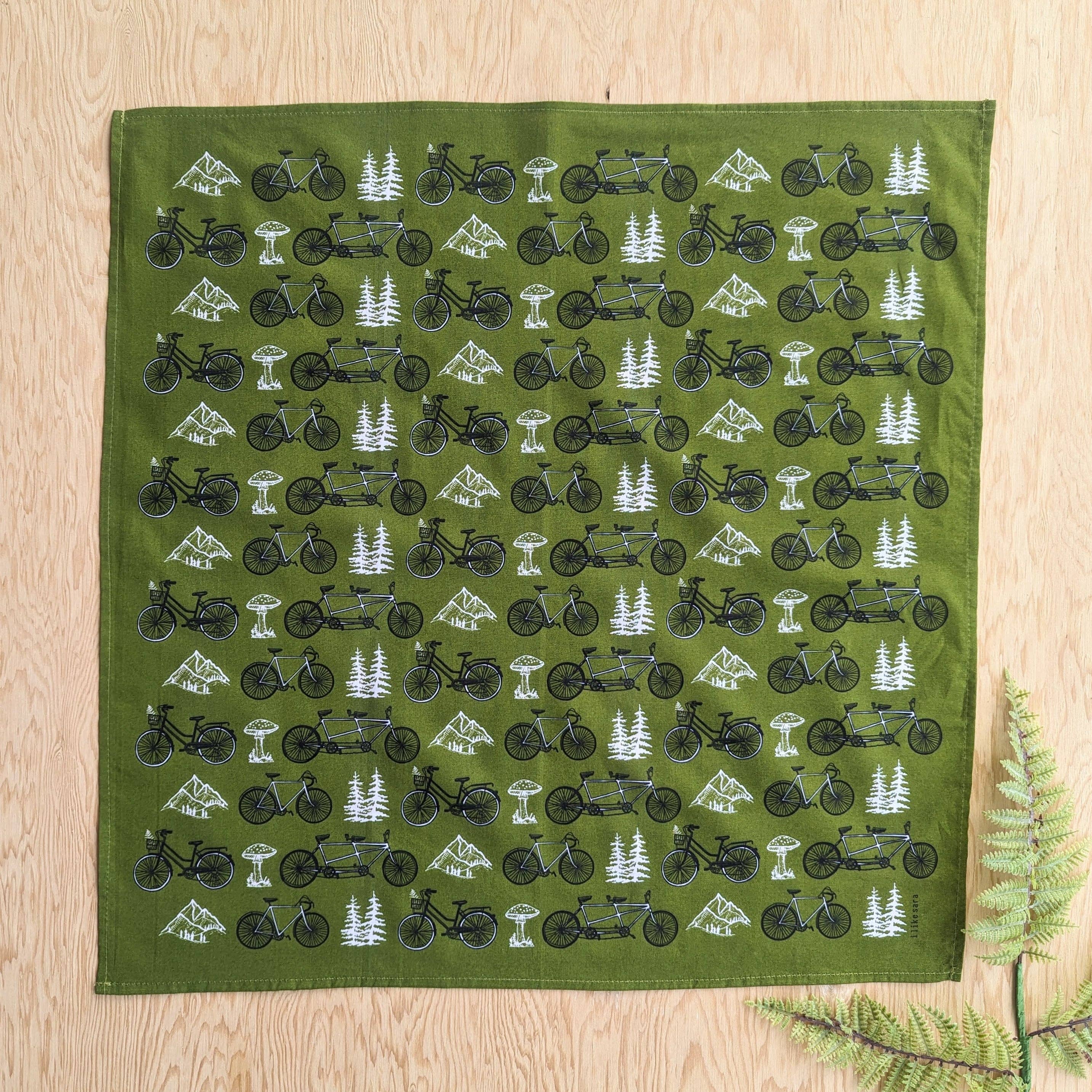 ilikesara | art + goods – wholesale Bandana – Unisex – bandana | bicycle adventure - green nature tree mountain scarf3