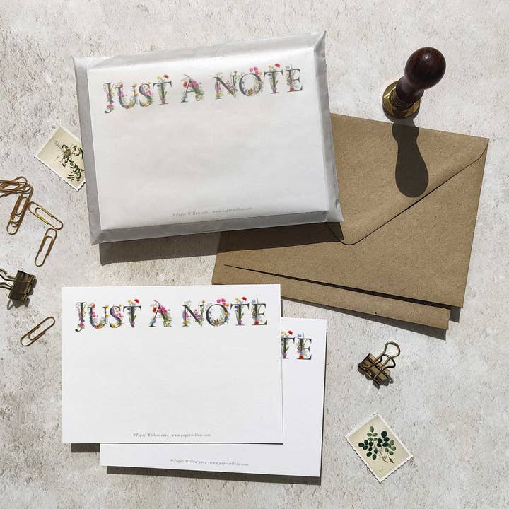 Just A Note Wildflower Notelets and Envelopes Set of 6 Cards for wholesale by Paper Willow