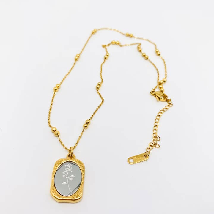 Mio Queena - Wholesale Pendant/Charm Necklace - Magic Mirror Rose Stainless Steel Pendant Necklace - FGS2
