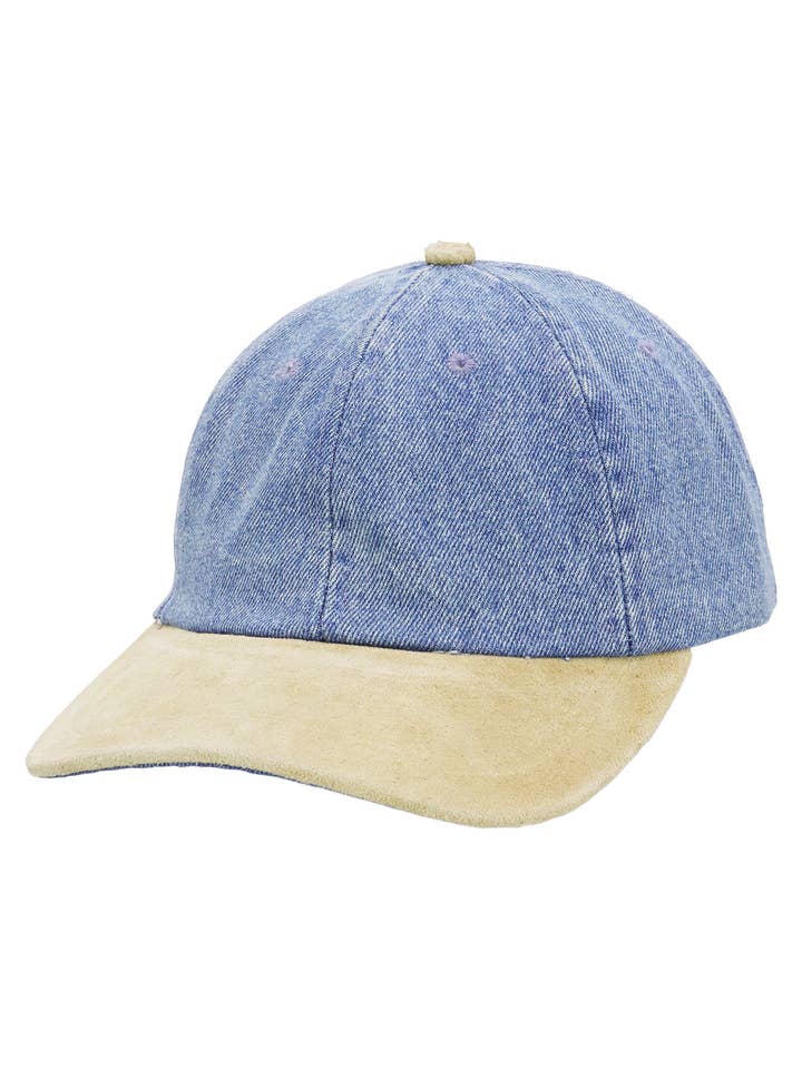 Denim Vegan Suede Slight Curved Baseball Cap for wholesale by Cap Zone