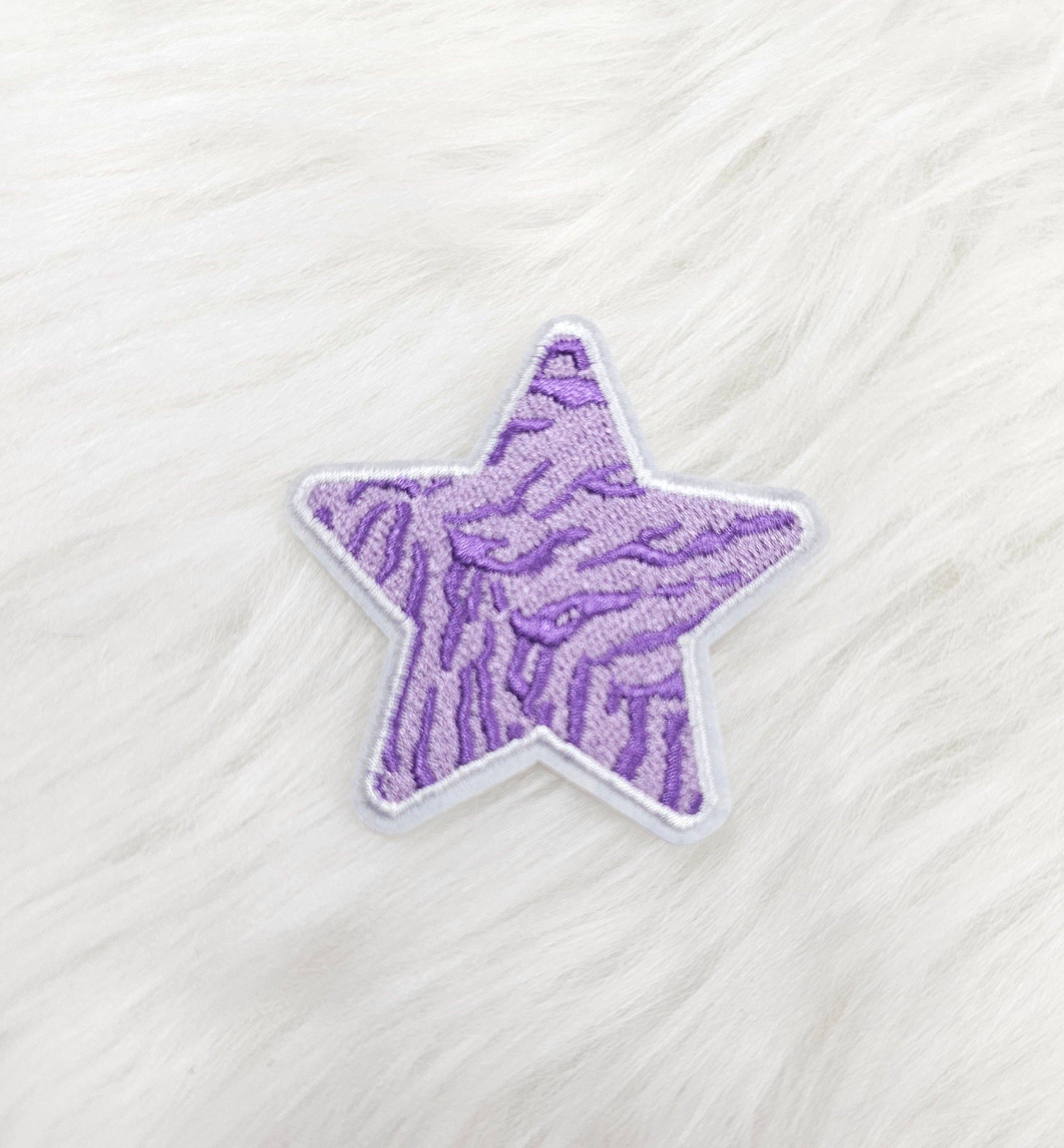 Scratch Decor - Wholesale Patch - Purple Animal Tiger Stripe Star Embroidery Iron On Patch