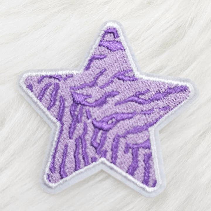 Scratch Decor - Wholesale Patch - Purple Animal Tiger Stripe Star Embroidery Iron On Patch0