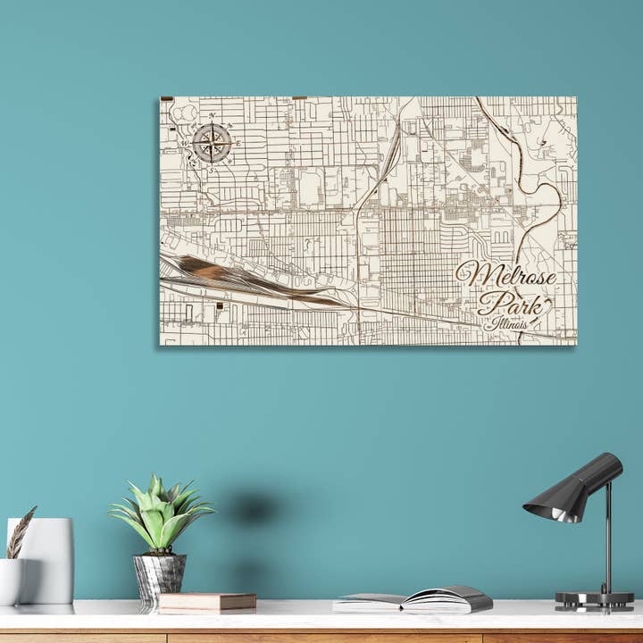 Illinois: mappa stradale di Melrose Park per la vendita all'ingrosso da parte di Fire & Pine