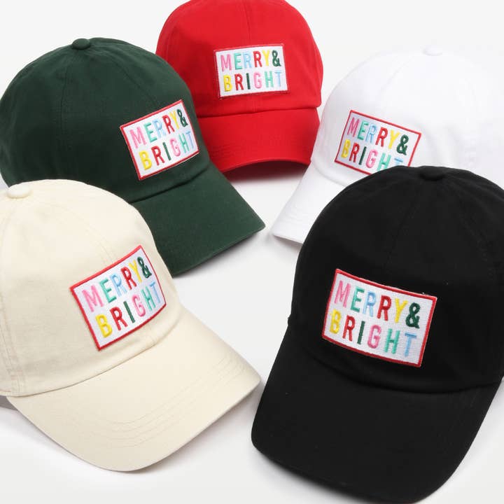MERRY & BRIGHT embroidery patch Christmas Baseball Caps for wholesale by David And Young