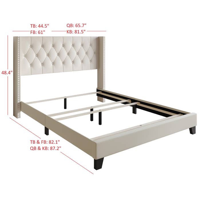 Home Design - Wholesale Bed - Homer Button-Tufted Wingback Upholstered Panel Bed Frame8