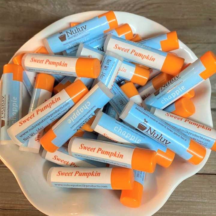 Nuluv Sweet Pumpkin Chappie Lip Balm for wholesale by Nuluv Goat Milk Products