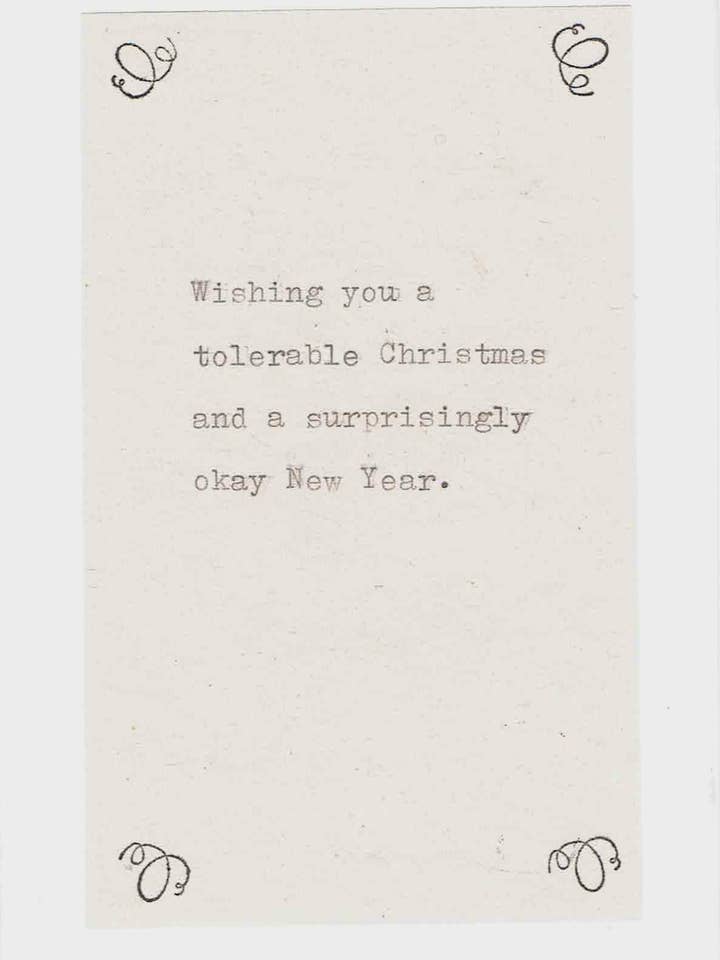 Tolerable Christmas Funny Holiday Card | Weird Sarcastic Humor for wholesale by BlueSpecsStudio