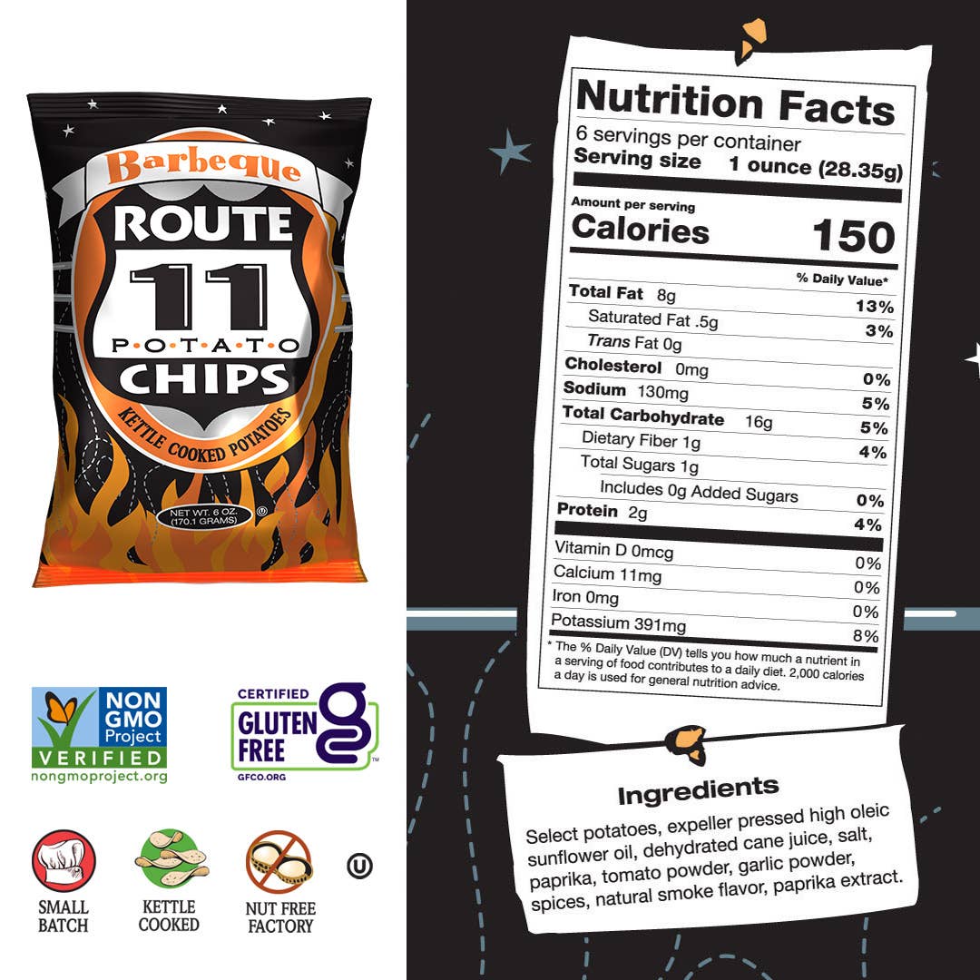 Route 11 Potato Chips - Wholesale Chips - Route 11 Barbeque Potato Chips (6oz)2