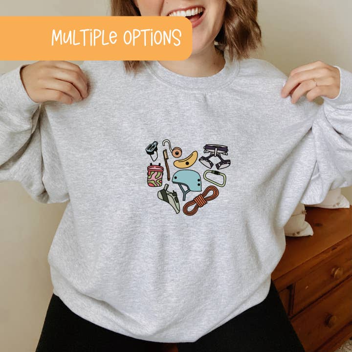Rock Climbing Gear Heart Pullover, Sweatshirt for wholesale by The Holler Hippie