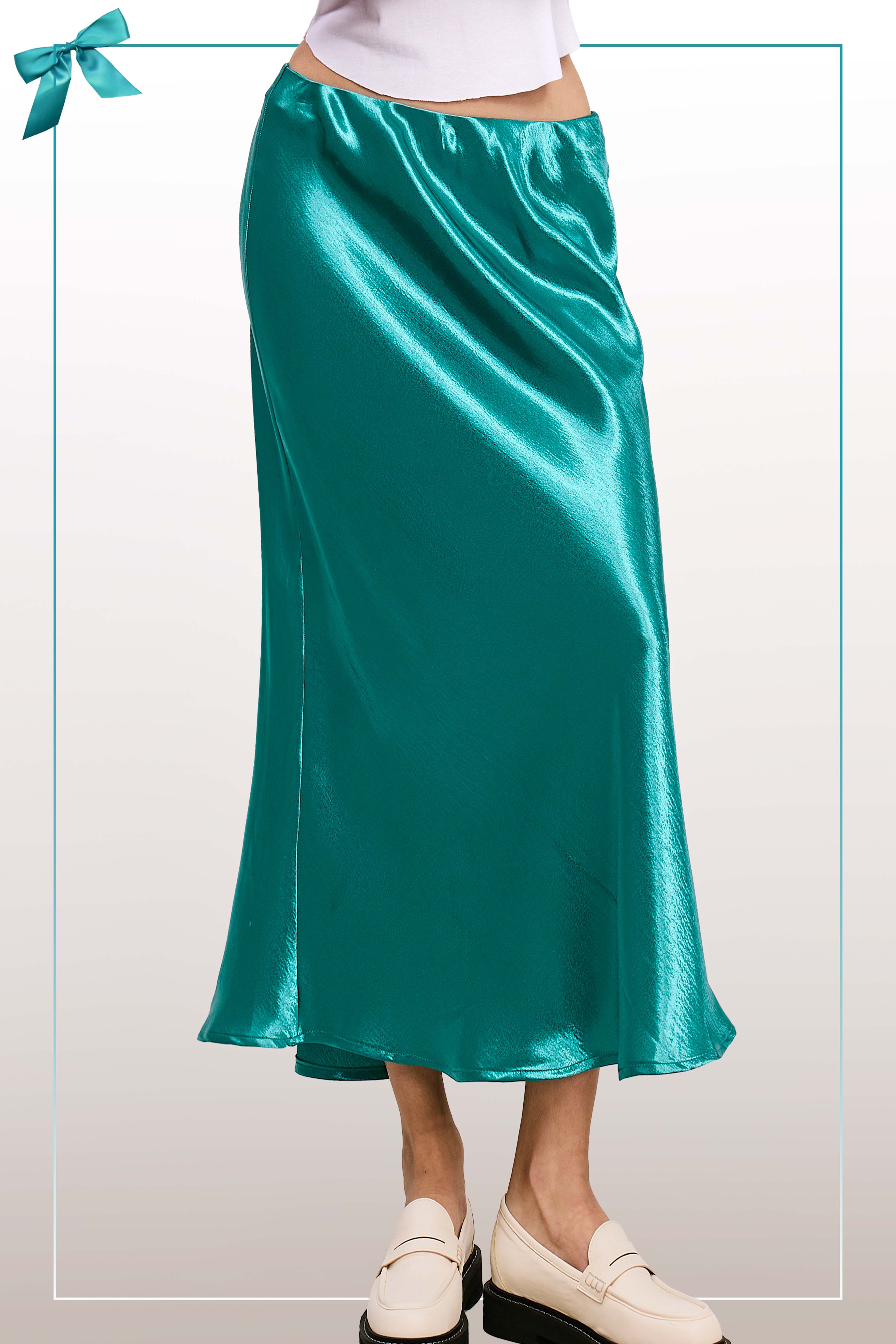 La Miel - Wholesale Skirt - Women's - JDP4232-Dressy Satin Long Panel Silhouette Skirt14