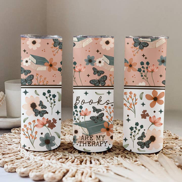 Tumbler - Books Are My Therapy - 20 Ounce Tumbler for wholesale by Be Kind Booktique
