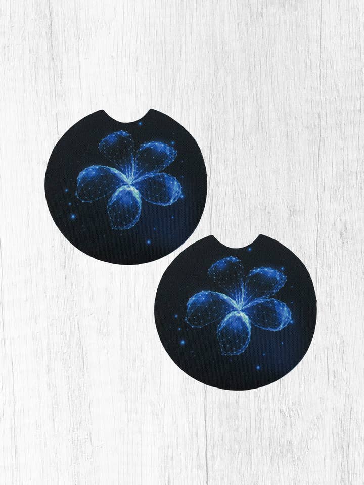 Blue Flower Car Coaster Set for wholesale by Tanya Leigh Creations
