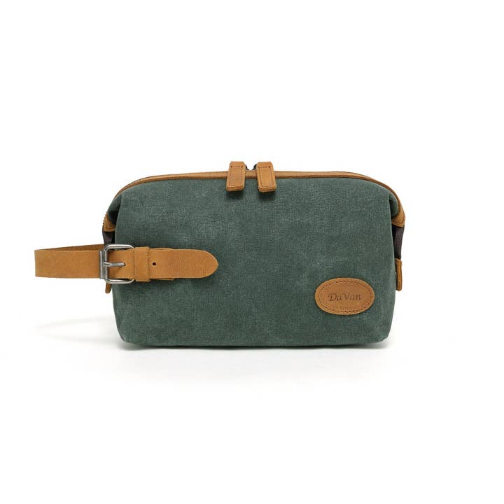 Waxed Canvas Toiletry Bag X512 (Green) for wholesale by Davan
