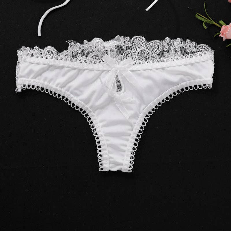 Hvid Damer Blomstret Broderi 2-delt Lingeri Korsetsæt SKLG4101 for engroshandel på Faire9