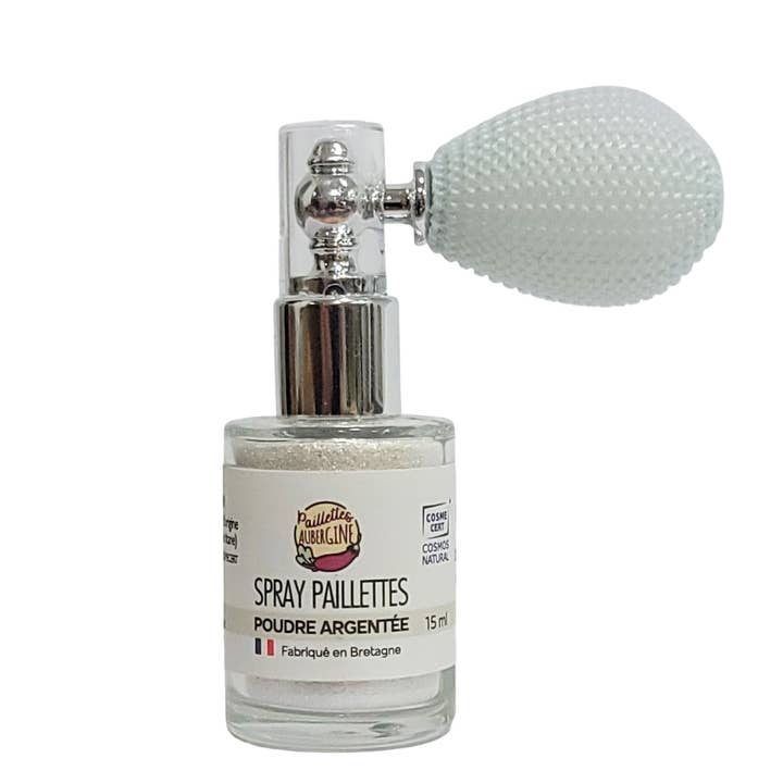 Silver glitter powder spray - Cosmos Natural för wholesale av Savonnerie Aubergine