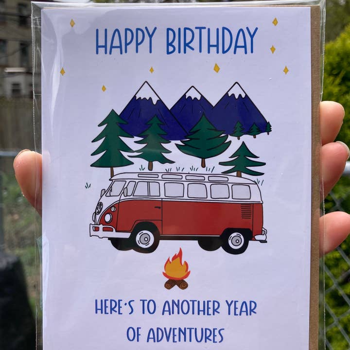 Jenn L Design - Wholesale Birthday Card - Camper VW Van Birthday Card