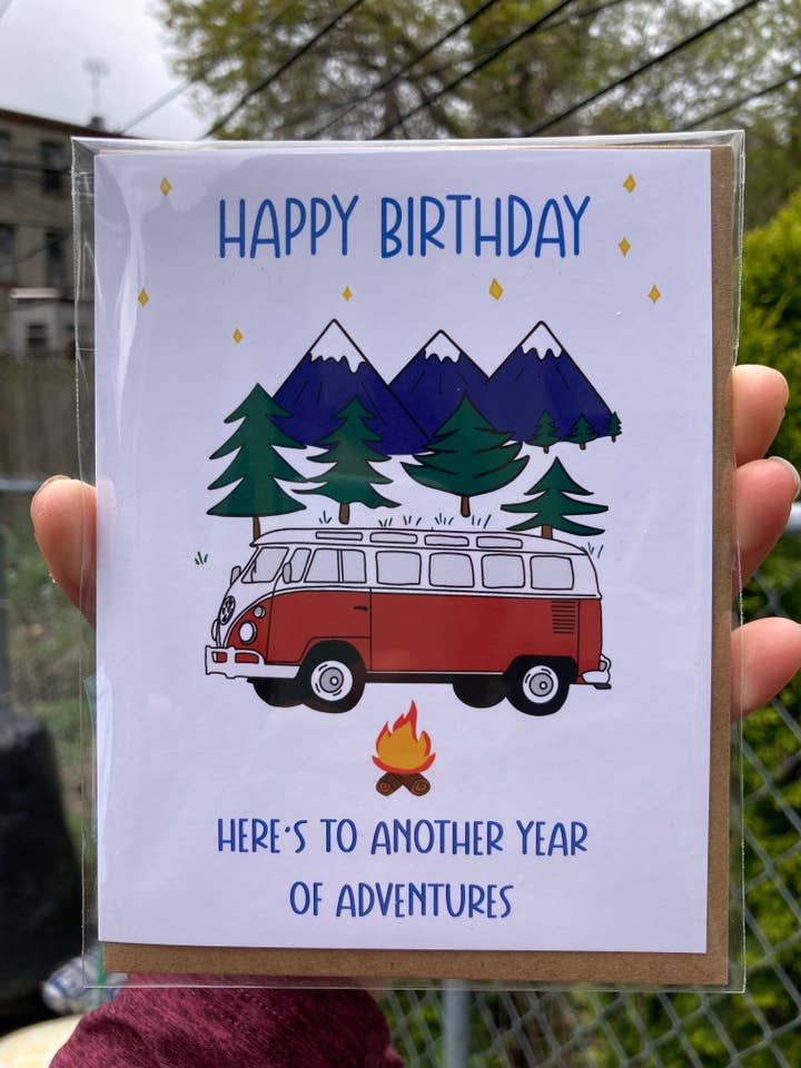 Camper VW Van Birthday Card for wholesale by Jenn L Design