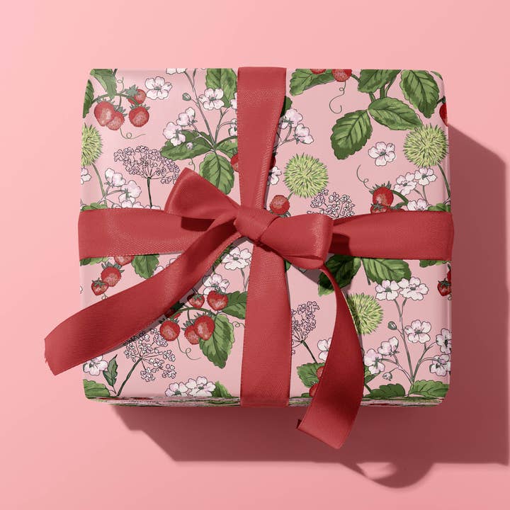 WOODLAND STRAWBERRY GIFT WRAP SHEET for wholesale by Oh So Daisy