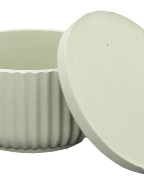 JESMONITE SILIKONFORM Ø10,8CMX5,8CM GERIPPTER TOPF+DECKEL für den Großhandel von Graine Créative