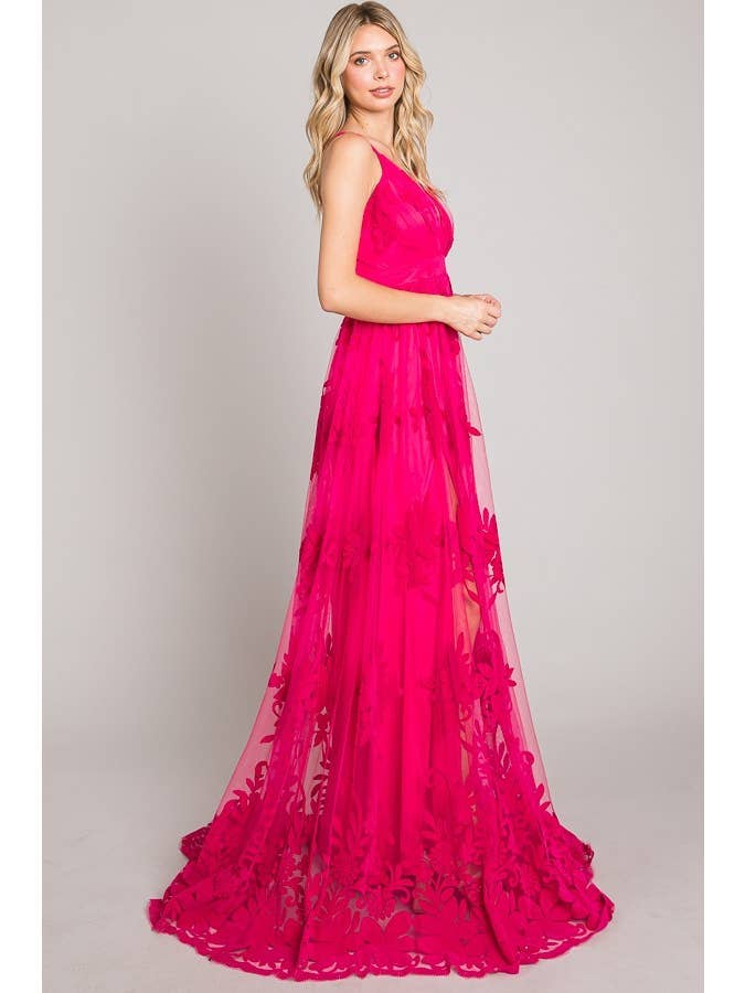 Fascination by Intrend - Wholesale Dress - Women's - FSD80112-STK V-Neck Sleevelss Velvet Print Maxi Dress2