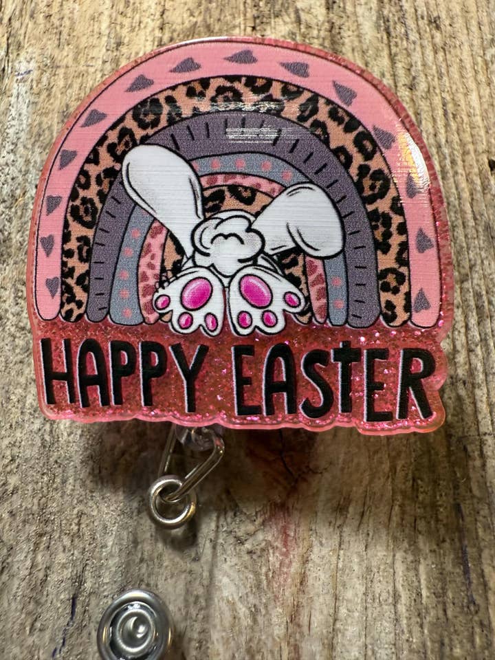 Badge Reel Bunny Rainbow for wholesale by The Wild Poppy