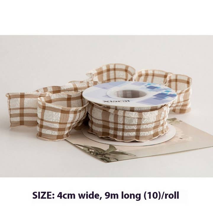 ACCITY - Wholesale Ribbon - Gift Wrapping - COLORFUL PUFF PLAID RIBBON FISHTAIL YARN RIBBON_CWMM57776