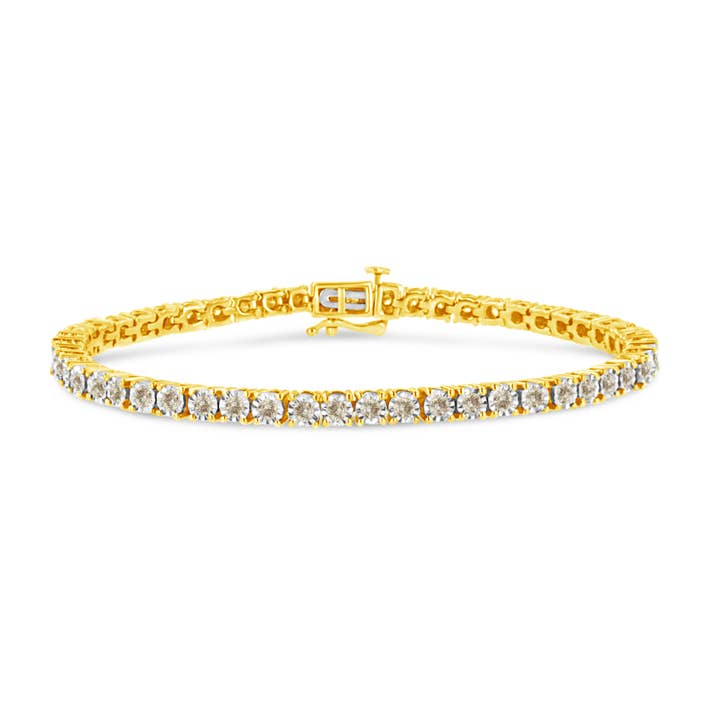 Gult guld över silver 3.0ct Diamond Tennis armband - 7,25 ” för wholesale av Infinite Jewels