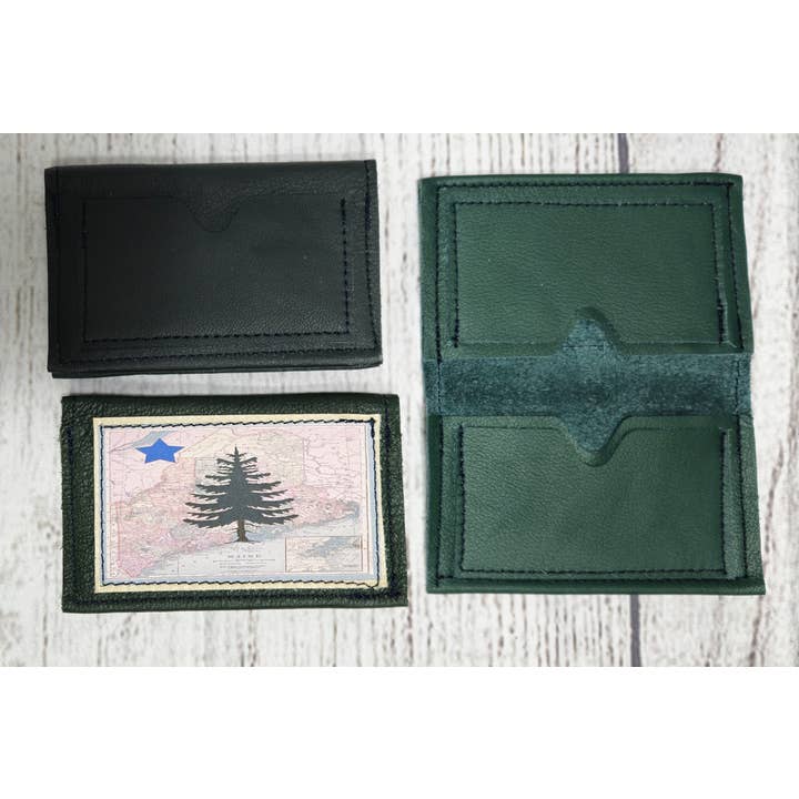 Old Bagzz - Wholesale Card Holder - Women's - Vintage Maine Map Credit Card Case Reclaimed Leather