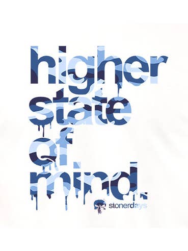 StonerDays Apparel - Wholesale Screen printed t-shirt – Men′s - Army Blue Pattern White Tee1