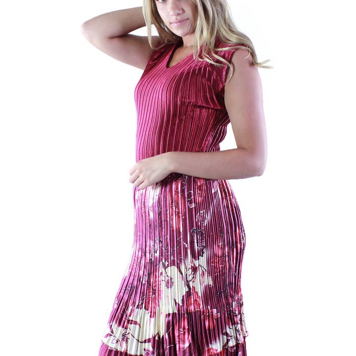 745 - Skirts - Satin Mini Pleat Tiered for wholesale by The Magic Scarf Company