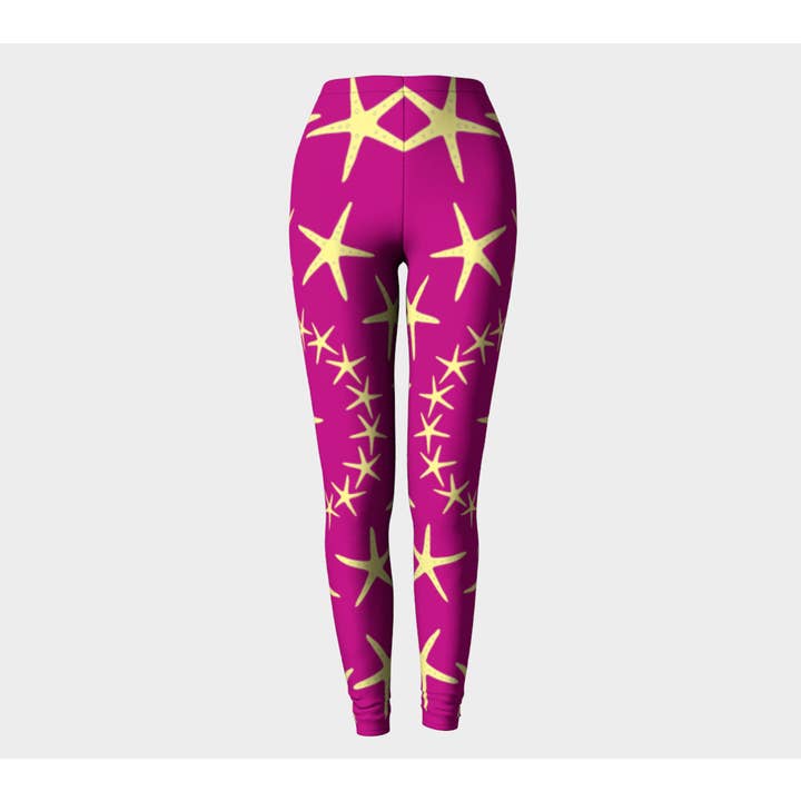 Starfish Adult Leggings - Yellow on Pink for wholesale by SummerTies