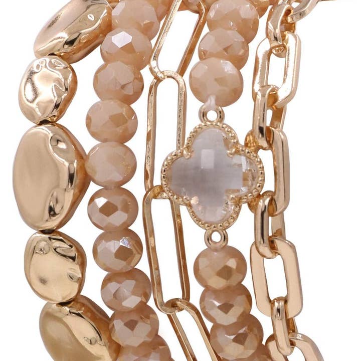 MiMi Wholesale - Wholesale Jewelry Set - Beaded Clover Accent Jewelry Set Bracelet9