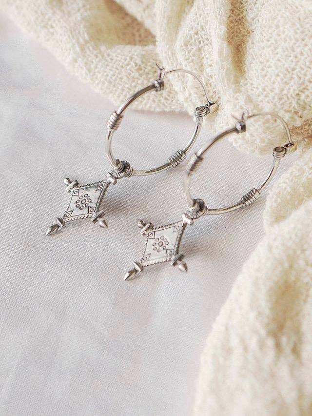 Small Imani Hoop - White Brass for wholesale by Nakila Collective