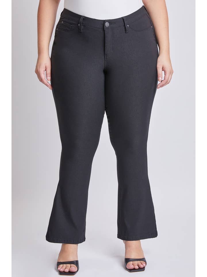Black Missy Plus Hyperstretch Mid Rise Mini Bootcut Pant for wholesale on Faire