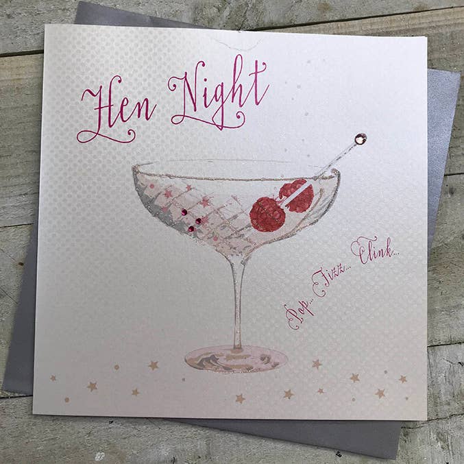 White Cotton Cards - Wholesale Party Favor - Hen Night - Champagne Coupe Glass (B114-HEN)0
