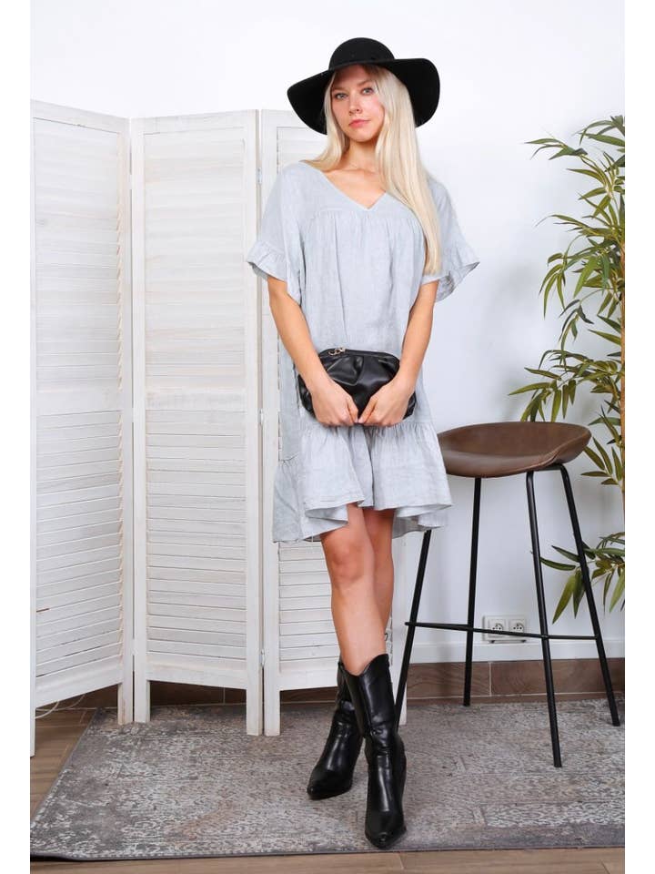 LÉA & LUC - Wholesale Dress - Women's - Short dress in 100% linen REF.1885/140