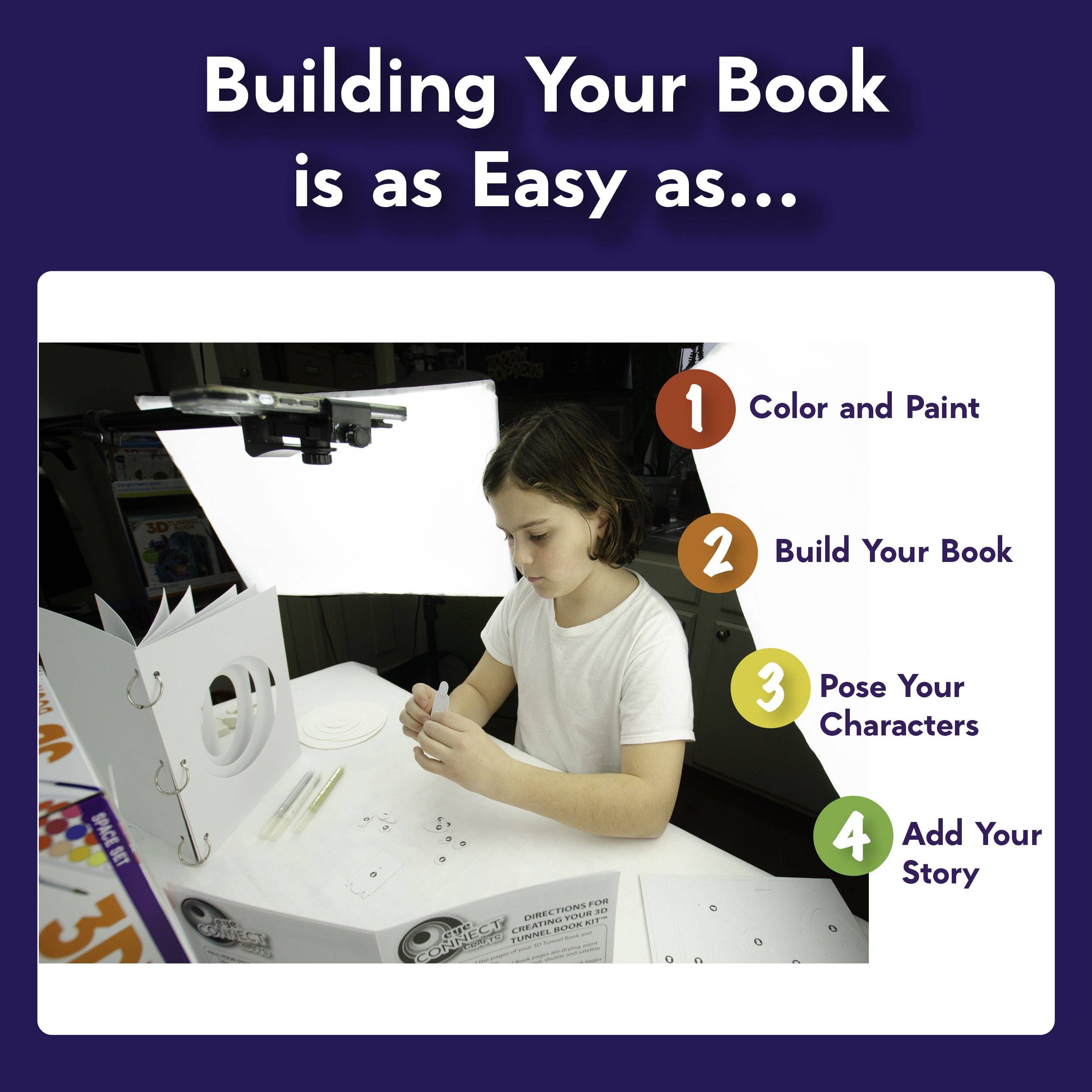 EyeConnect Crafts - Wholesale DIY Craft Kit - Kids - 3D Tunnel Book: SPACE (Deluxe Size)9